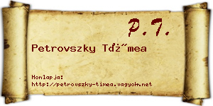 Petrovszky Tímea névjegykártya